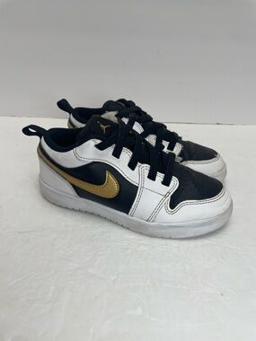 Nike Air Jordan 1 Low Sz 2 Youth Gold Swoosh Kid Youth Casual Shoes